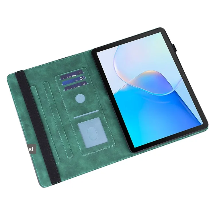 Pour Huawei MatePad SE 10.4 pouces Fleur Imprimer Étui de Tablette Pliable Support Portefeuille en Cuir PU Antichute Étui - Vert