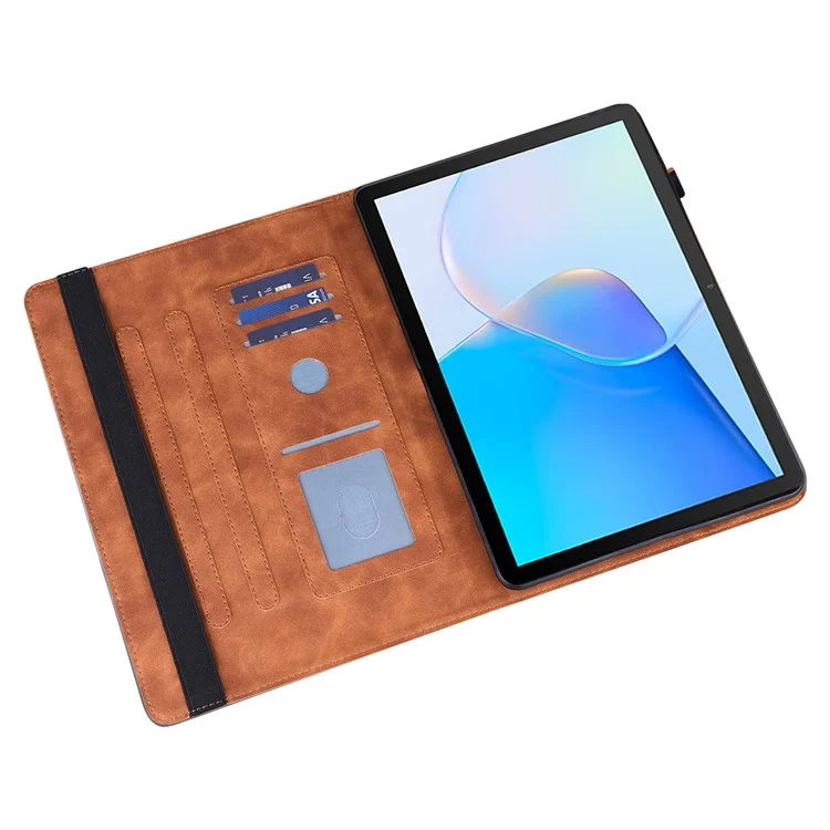 Чехол для планшета Huawei MatePad SE 10.4 дюйма с цветочной печатью, складная подставка, держатель для карт, устойчивый к падению - коричневый