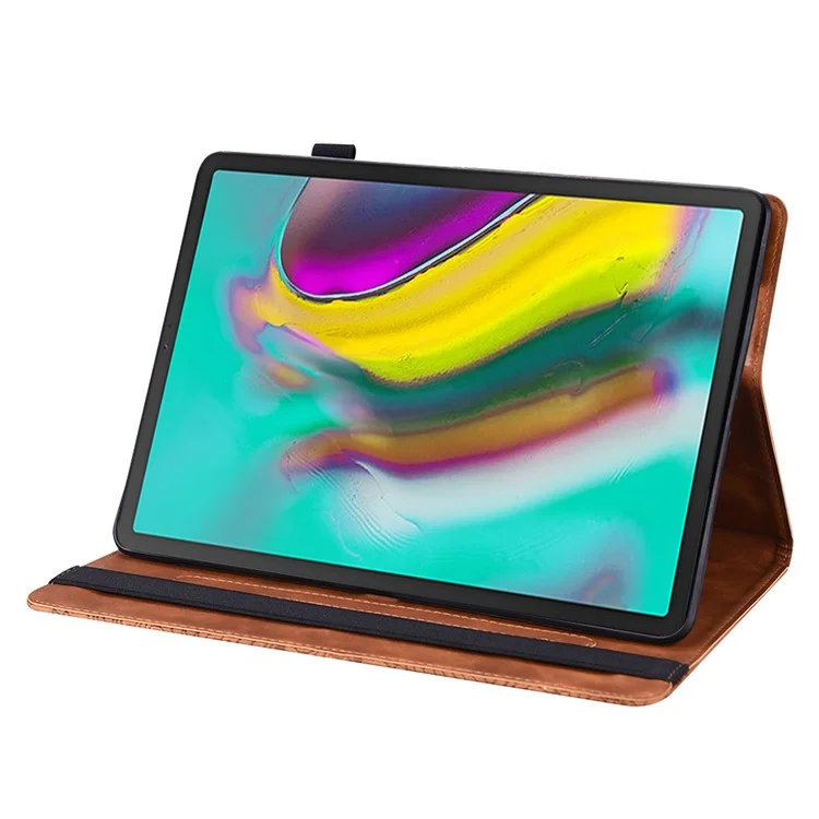 Para Samsung Galaxy Tab S5e SM-T720 Capa de Tablet em Couro PU com Suporte, Proteção de Cartão e Estampado de Flor - Marrom