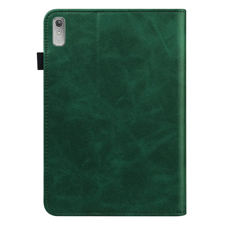Étui pour tablette avec fentes pour cartes pour Lenovo Tab P11 Gen 2 Ligne Cuir imprégné Housse de protection pour tablette avec support - Vert