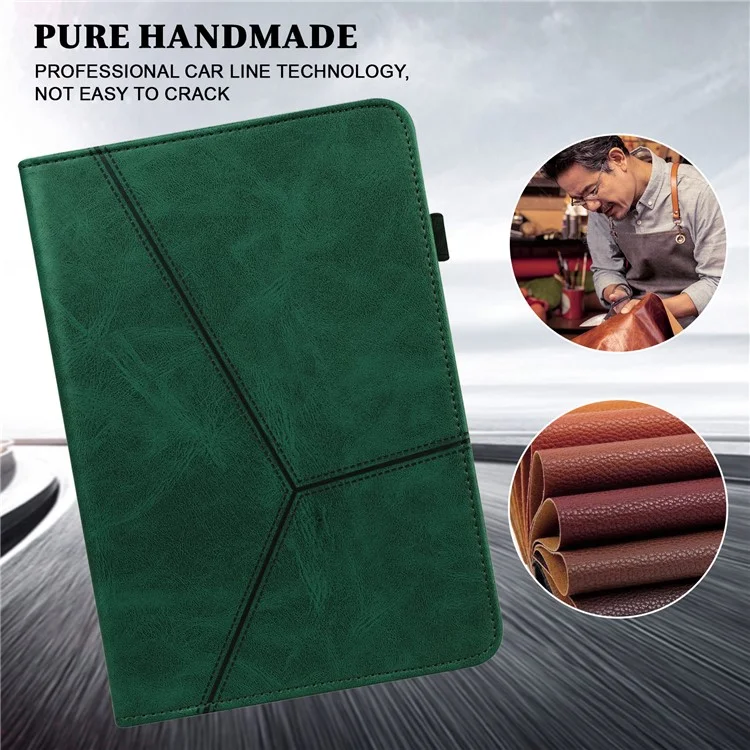 Étui pour tablette avec fentes pour cartes pour Lenovo Tab P11 Gen 2 Ligne Cuir imprégné Housse de protection pour tablette avec support - Vert