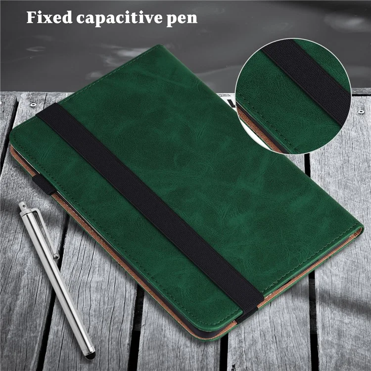 Étui pour tablette avec fentes pour cartes pour Lenovo Tab P11 Gen 2 Ligne Cuir imprégné Housse de protection pour tablette avec support - Vert