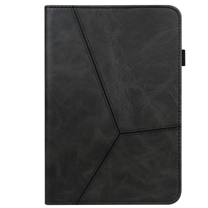 Tablet Case with Card Slots For Lenovo Tab P11 Gen 2 Line Imprinted Leather Protective Tablet Cover Stand - Black