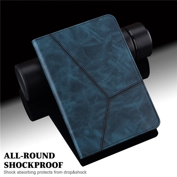 Funda de Tableta de Cuero para Lenovo Tab P11 Pro Gen 2, Cubierta Antideslizante de Tableta Estampada con Líneas, Soporte Tarjetero - Azul