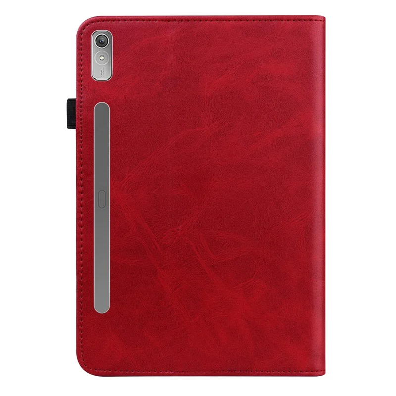 Leather Tablet Case for Lenovo Tab P11 Pro Gen 2 , Line Imprinted Anti-drop Tablet Cover Stand Card Holder - Red