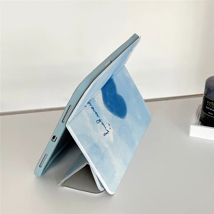 Съемный чехол для iPad Air 11 (2024) / Air (2020) / Air (2022) Кожаный чехол-книжка с флип-обложкой с нанесенным рисунком - Синее сердце