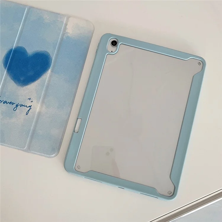 Съемный чехол для iPad Air 11 (2024) / Air (2020) / Air (2022) Кожаный чехол-книжка с флип-обложкой с нанесенным рисунком - Синее сердце