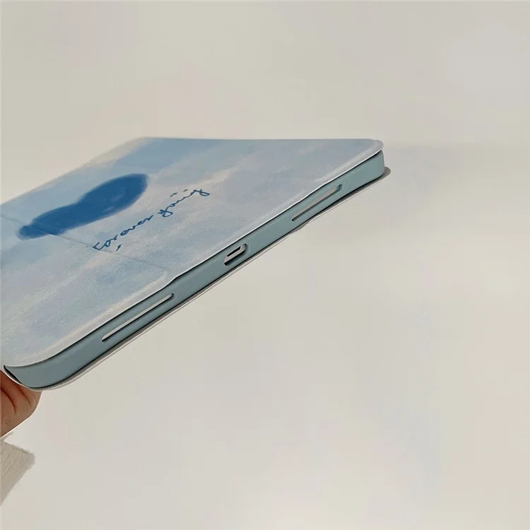 Съемный чехол для iPad Air 11 (2024) / Air (2020) / Air (2022) Кожаный чехол-книжка с флип-обложкой с нанесенным рисунком - Синее сердце