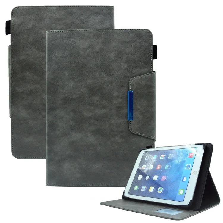 Casse de Tablette de 10 Pouces Business pu le Cuir Stand de Portefeuille Couvercle de Tablette de Protection (style Léger Mince) - Gris