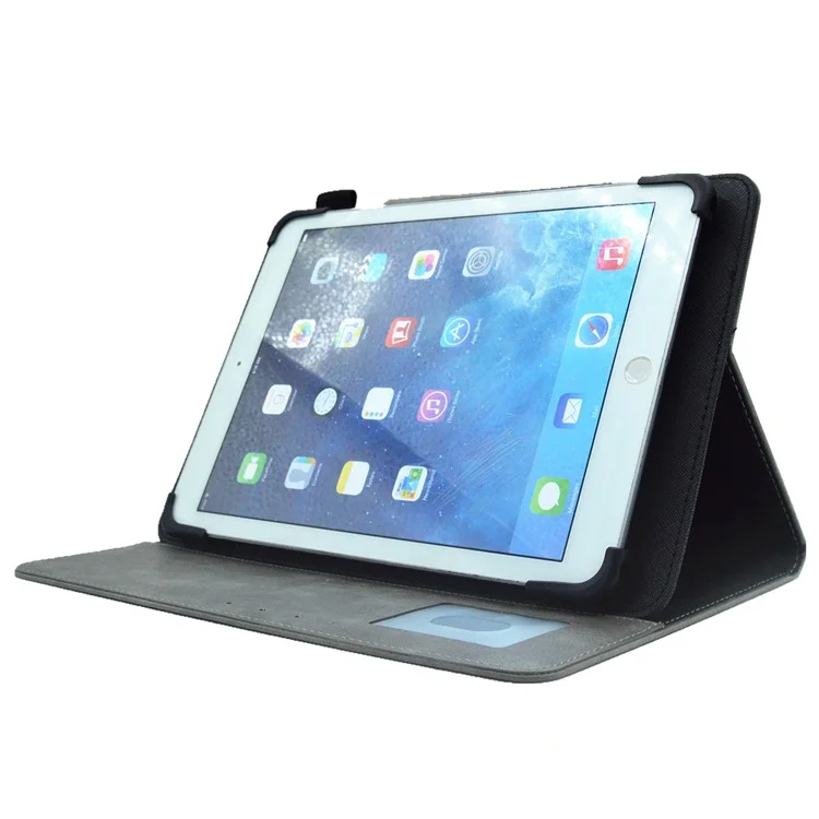 10-inch Tablet Case Business PU Leather Stand Wallet Protective Tablet Cover (Slim Lightweight Style) - Grey