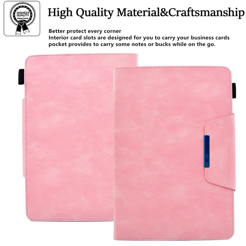 Universal PU Leather Case for 8-inch Tablet Stand Wallet Tablet Cover (Slim Lightweight Style) - Pink