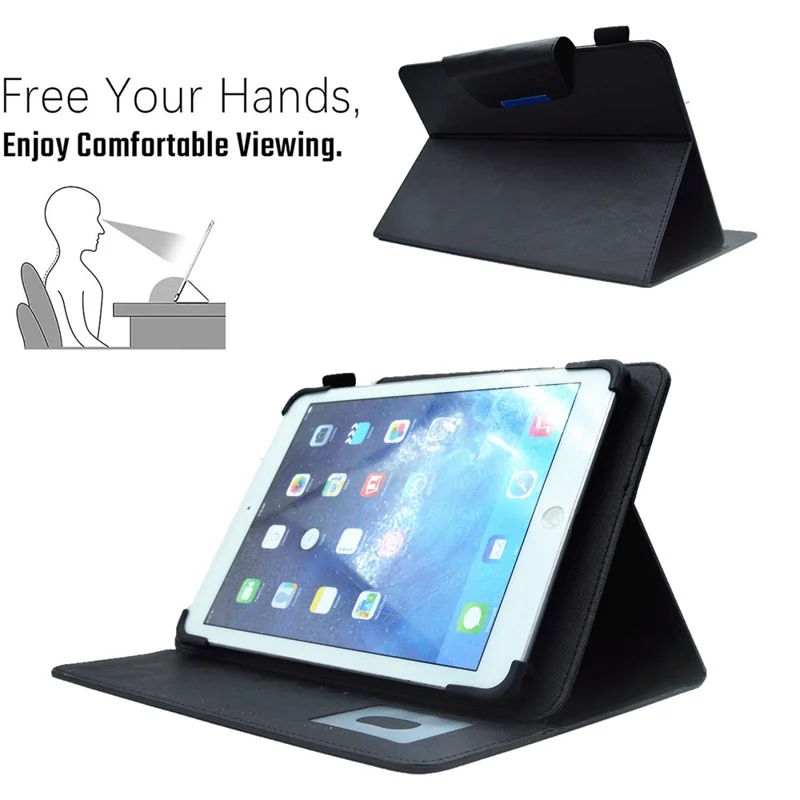 Universal PU Leather Case for 8-inch Tablet Stand Wallet Tablet Cover (Slim Lightweight Style) - Black