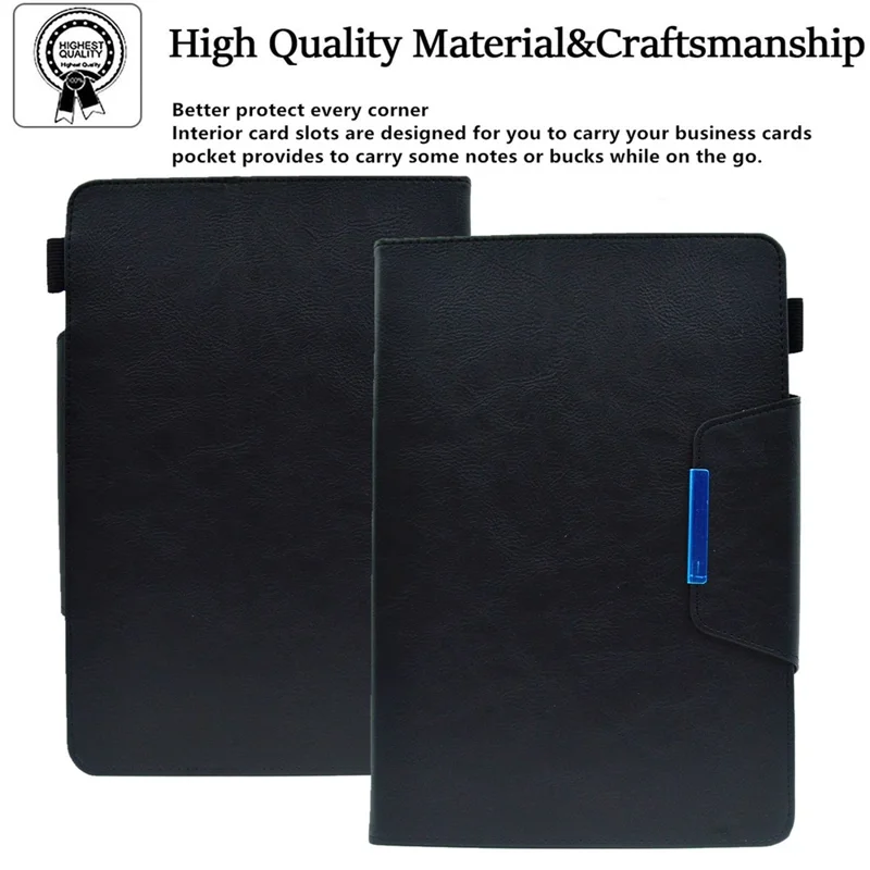 Universal PU Leather Case for 8-inch Tablet Stand Wallet Tablet Cover (Slim Lightweight Style) - Black