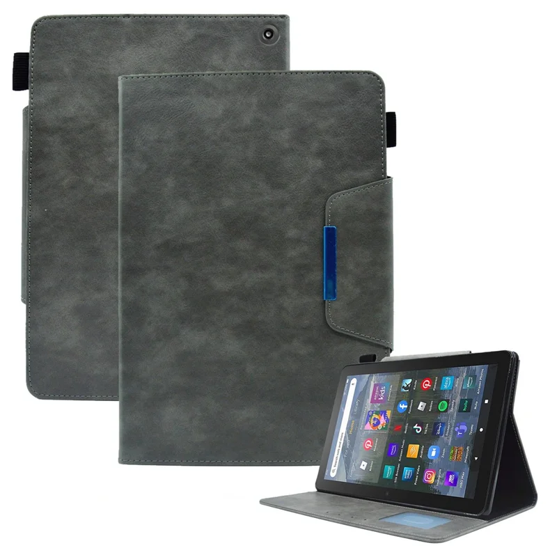 For Amazon Fire HD 8 (2020) / (2022) / 8 Plus (2022) / (2020) Leather Tablet Case Wallet Stand Slim Tablet Cover - Grey