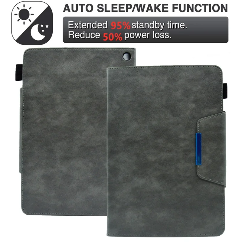 For Amazon Fire HD 8 (2020) / (2022) / 8 Plus (2022) / (2020) Leather Tablet Case Wallet Stand Slim Tablet Cover - Grey