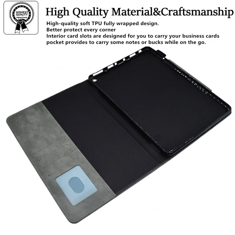 For Amazon Fire HD 8 (2020) / (2022) / 8 Plus (2022) / (2020) Leather Tablet Case Wallet Stand Slim Tablet Cover - Grey