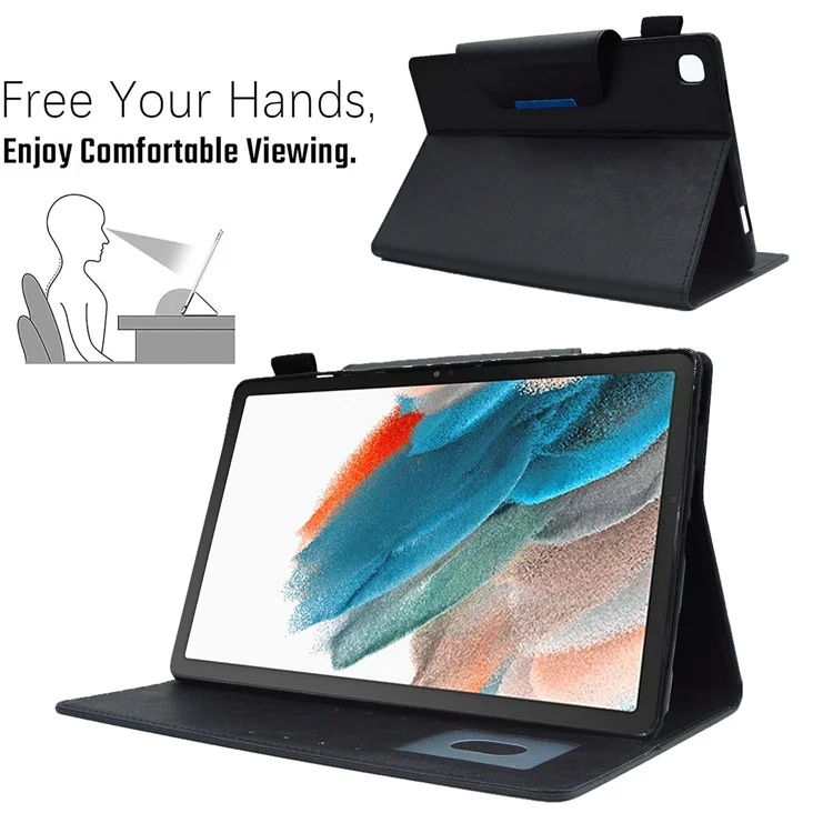 Para Samsung Galaxy Tab A8 10.5 (2021) X200 X205 / (2022) Funda de Soporte para Tablets Estuche de Cartera de Piel Sintética Delgada - Negro
