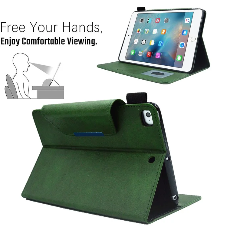 Para iPad Mini / Mini 2 / 3 / 4 / (2019) 7.9 polegadas Carteira Stand Tablet Case Auto Wake / Sleep Leather Slim Tablet Cover - Verde