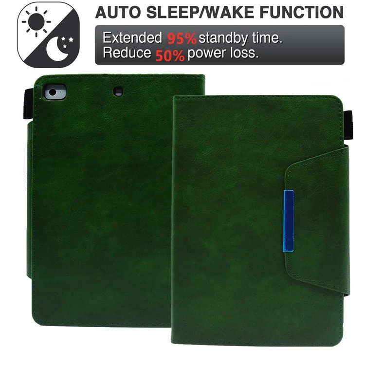 Para iPad Mini / Mini 2 / 3 / 4 / (2019) 7.9 polegadas Carteira Stand Tablet Case Auto Wake / Sleep Leather Slim Tablet Cover - Verde