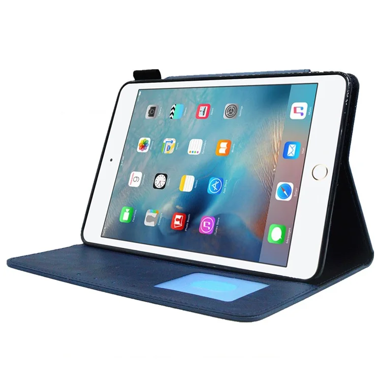 Para iPad Mini / Mini 2 / 3 / 4 / (2019) 7.9 polegadas Carteira Stand Tablet Case Auto Wake / Sleep Leather Slim Tablet Cover - Azul