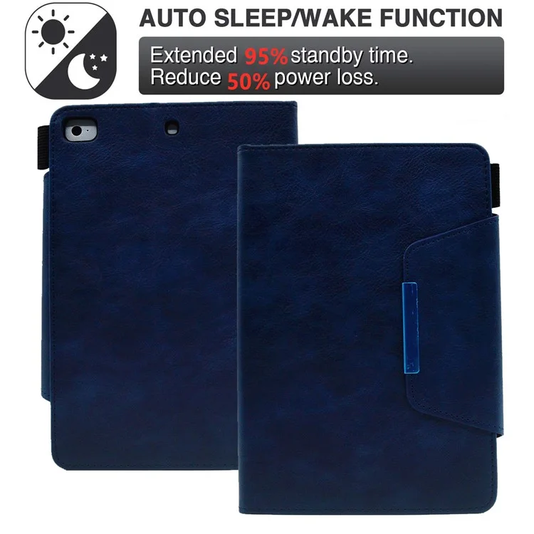 Pour Ipad Mini / Mini 2 / 3 / 4 / (2019) 7,9 Pouce de Portefeuille Case de Tablette Auto Sillage / Couverture de Tablette Mince en Cuir de Sommeil - Bleu