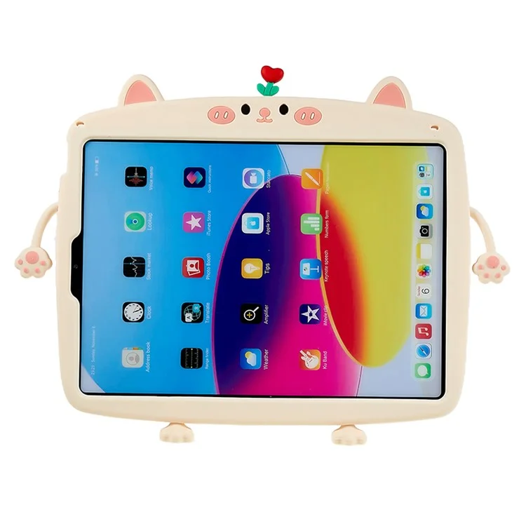 For iPad Air (2020) / (2022) / iPad Pro 11 (2018) / (2020) / (2021) / (2022) Rotary Kickstand Tablet Cover Cat Style Silicone Case