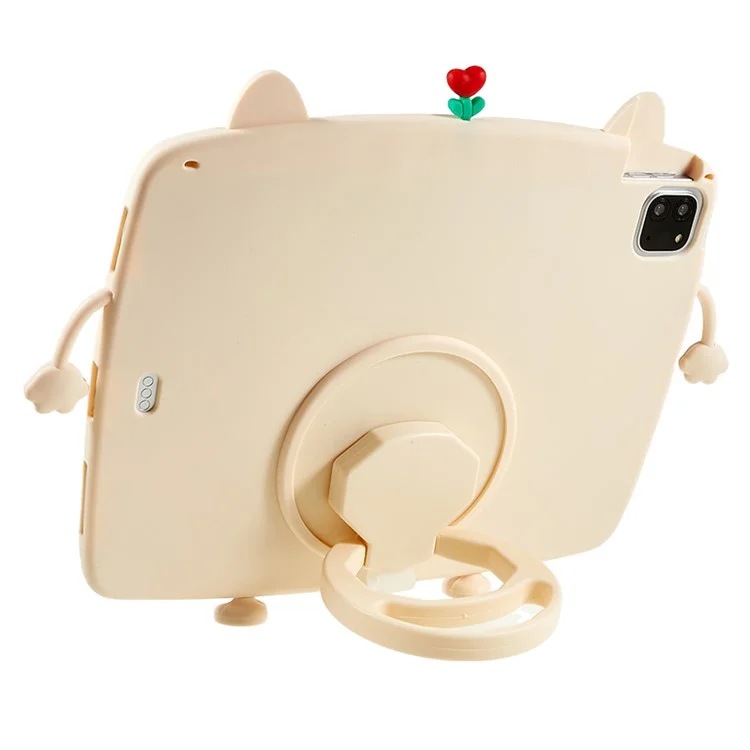 For iPad Air (2020) / (2022) / iPad Pro 11 (2018) / (2020) / (2021) / (2022) Rotary Kickstand Tablet Cover Cat Style Silicone Case