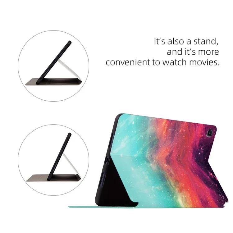 For Samsung Galaxy Tab A7 Lite 8.7-inch Leather Tablet Case Pattern Printing Stand Folio Protective Cover - Emerald Marble