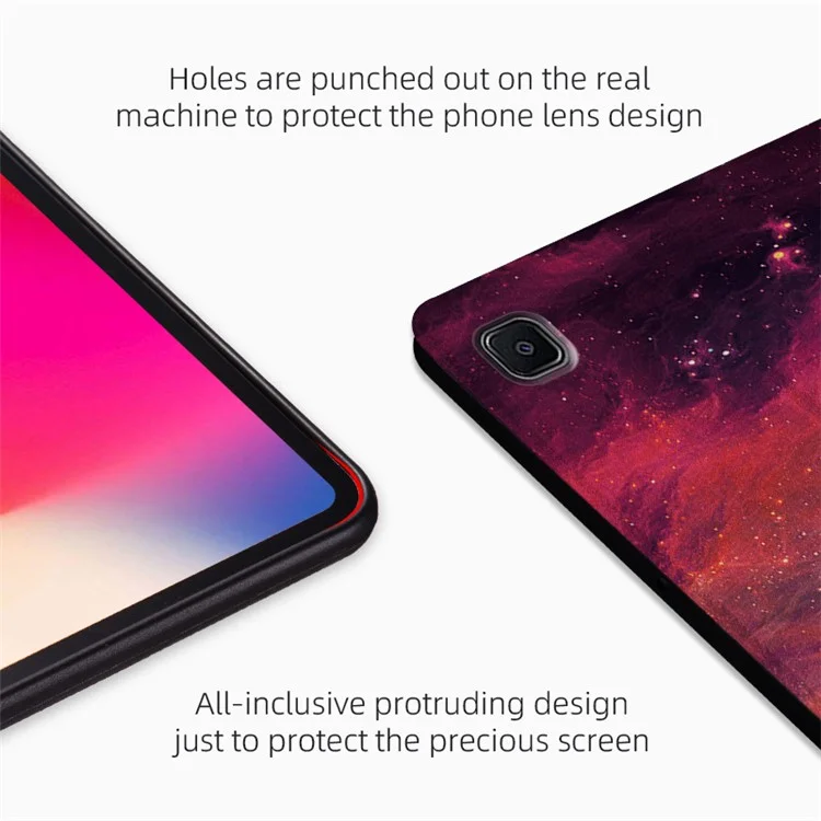 For Samsung Galaxy Tab A7 Lite 8.7-inch Leather Tablet Case Pattern Printing Stand Folio Protective Cover - Emerald Marble