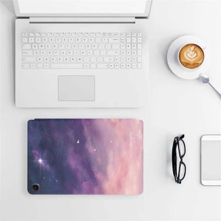 For Samsung Galaxy Tab A7 Lite 8.7-inch Leather Tablet Case Pattern Printing Stand Folio Protective Cover - Emerald Marble