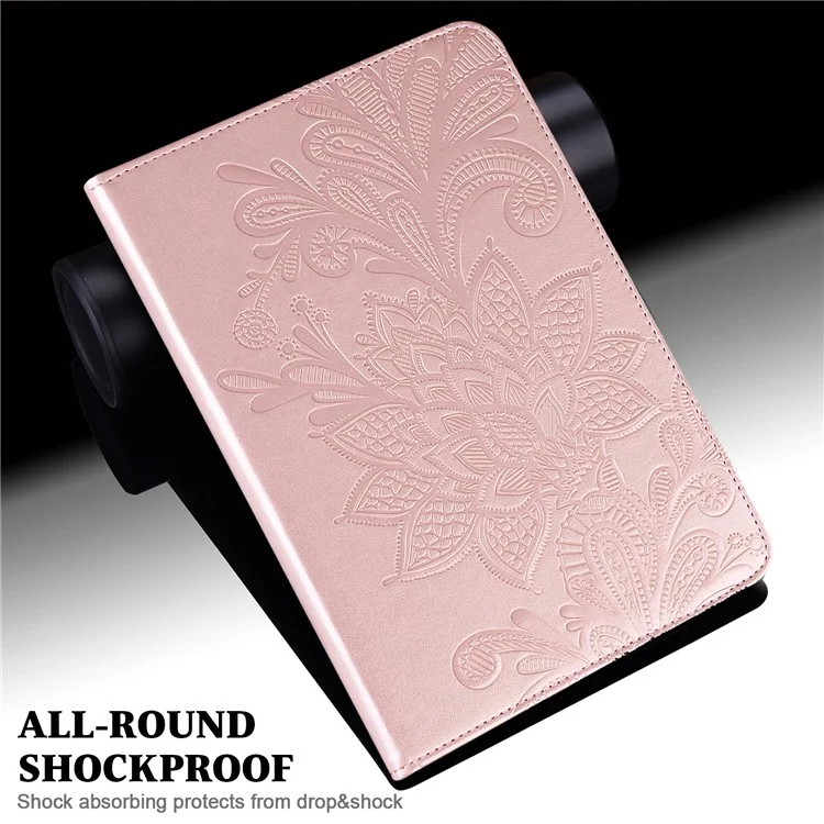 Para Lenovo Tab M8 (4ª Geração) 2024 TB-301XU / M8 (4ª Geração) 2023 TB-300FU Capa de Tablet de Couro PU com Estampado Floral e Carteira - Ouro Rosa