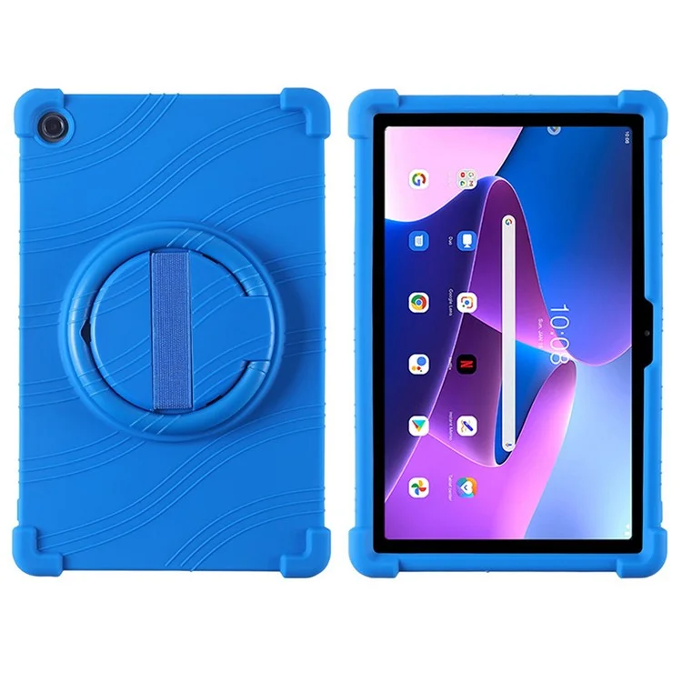 Pour Lenovo Xiaoxin Pad 2022 10.6 pouces TB125FU / TB128FU PC+Housse en silicone pour tablette avec support rotatif - Bleu