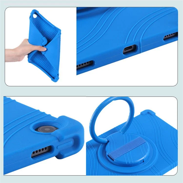 Pour Lenovo Xiaoxin Pad 2022 10.6 pouces TB125FU / TB128FU PC+Housse en silicone pour tablette avec support rotatif - Bleu