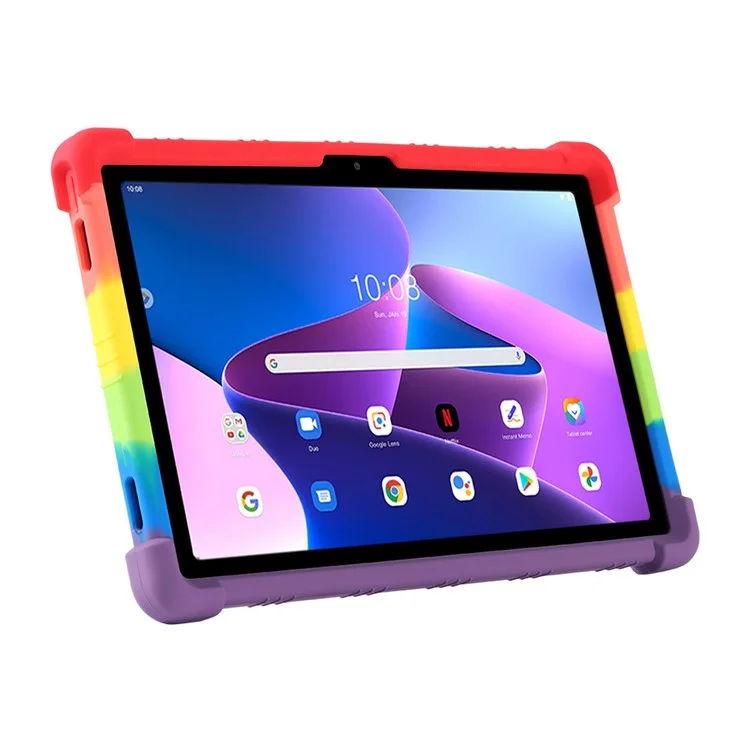 Pour Lenovo Xiaoxin Pad 2022 10.6 pouces TB125FU / TB128FU PC+Housse en silicone pour tablette avec support rotatif - Bleu