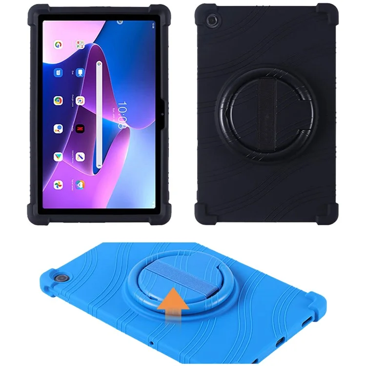 Pour Lenovo Xiaoxin Pad 2022 10.6 pouces TB125FU / TB128FU PC+Housse en silicone pour tablette avec support rotatif - Bleu