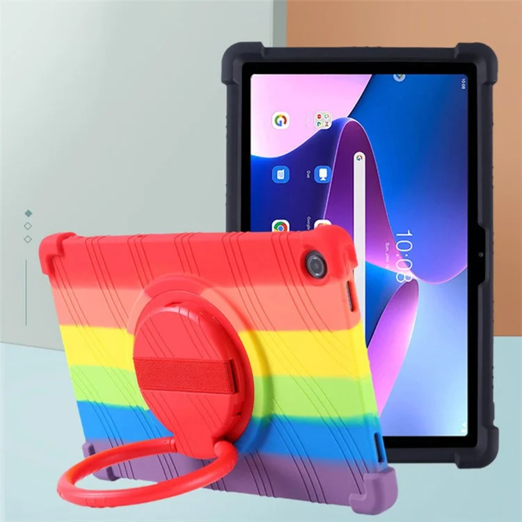 Pour Lenovo Xiaoxin Pad 2022 10.6 pouces TB125FU / TB128FU PC+Housse en silicone pour tablette avec support rotatif - Bleu