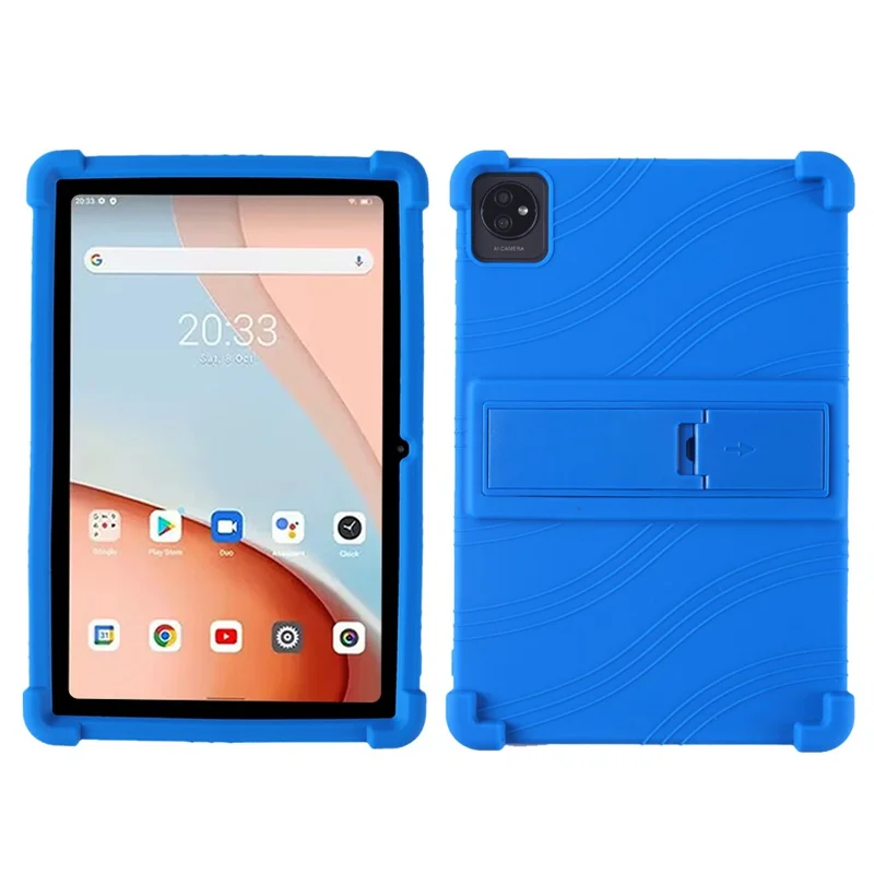 Skyddskapa med stöd för Blackview Tab 7 WiFi, skärmskydd mot repning, chockabsorberande silikonfodral med ställfot - mörkblå
