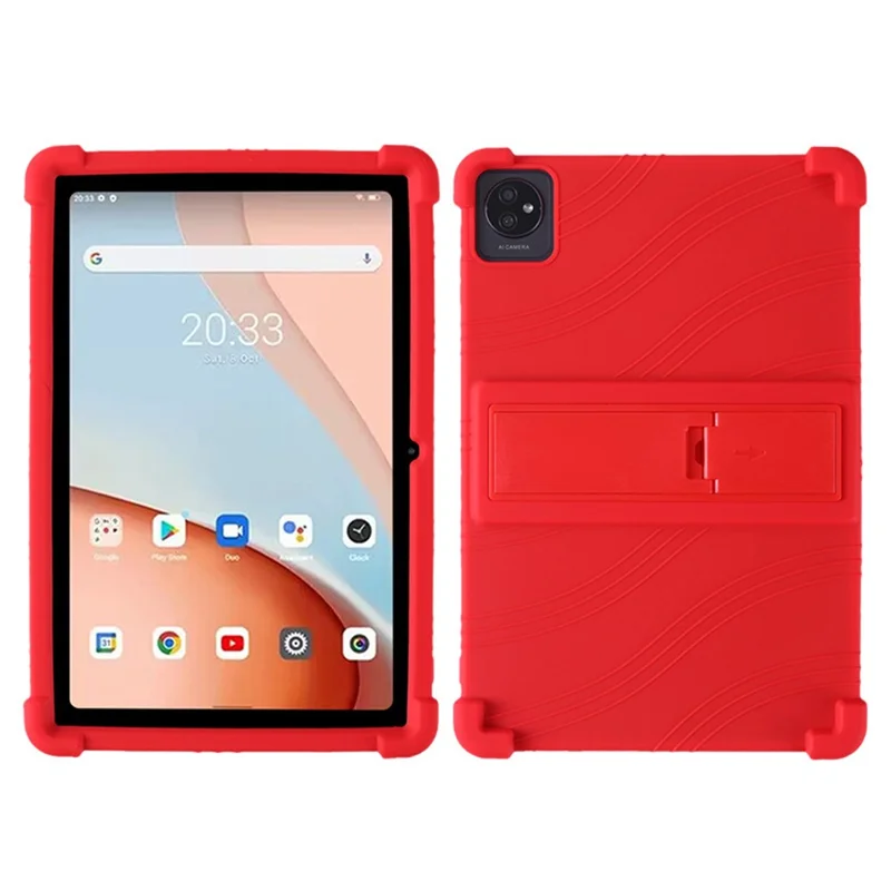 For Blackview Tab 7 WiFi Anti-Scratch Tablet Protective Cover Shockproof Silicone Case with Kickstand - Red