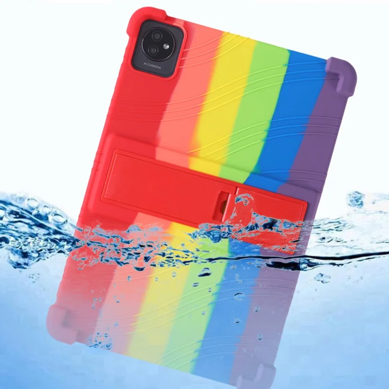 For Blackview Tab 7 WiFi Anti-Scratch Tablet Protective Cover Shockproof Silicone Case with Kickstand - Red