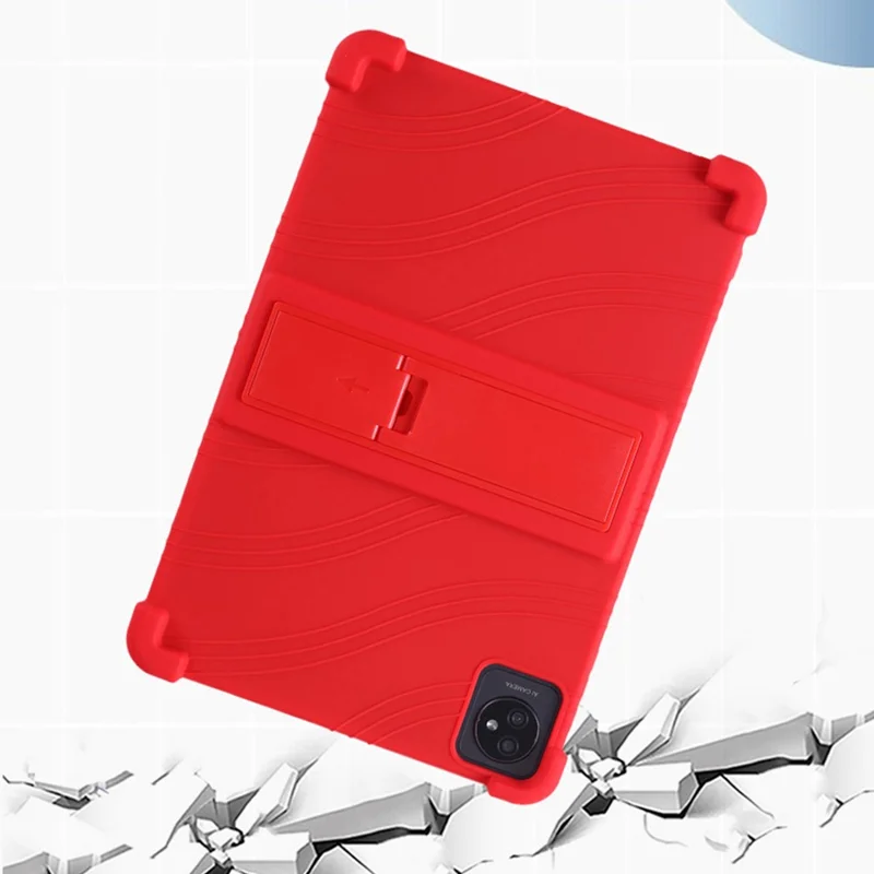 For Blackview Tab 7 WiFi Anti-Scratch Tablet Protective Cover Shockproof Silicone Case with Kickstand - Red