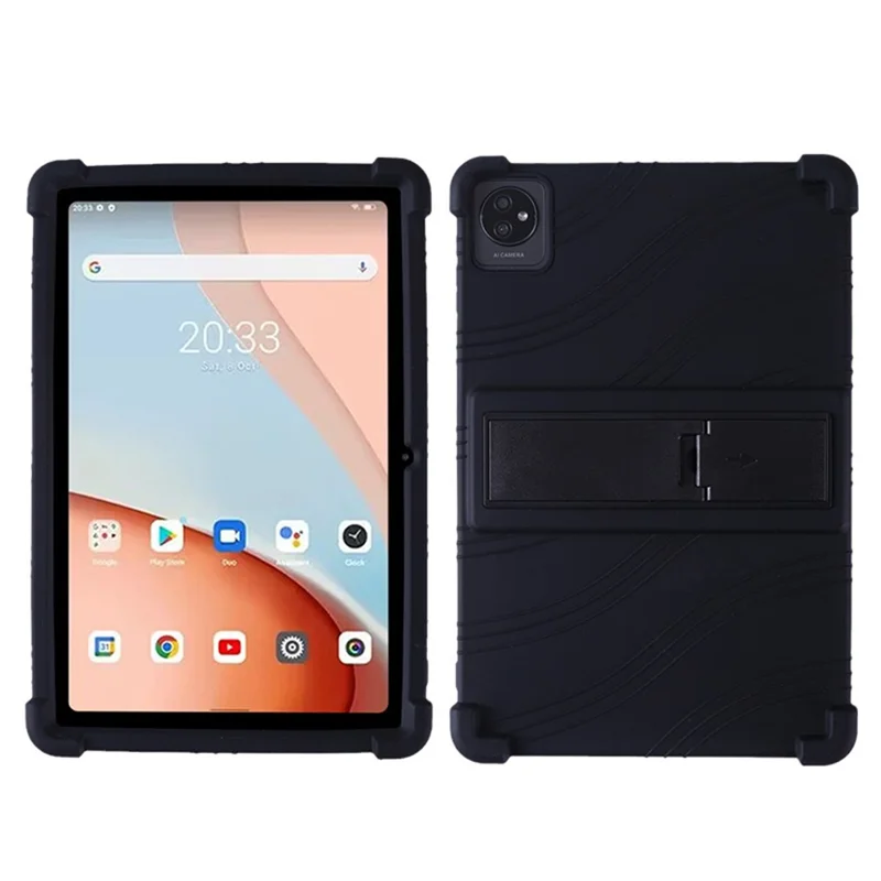 For Blackview Tab 7 WiFi Anti-Scratch Tablet Protective Cover Shockproof Silicone Case with Kickstand - Black