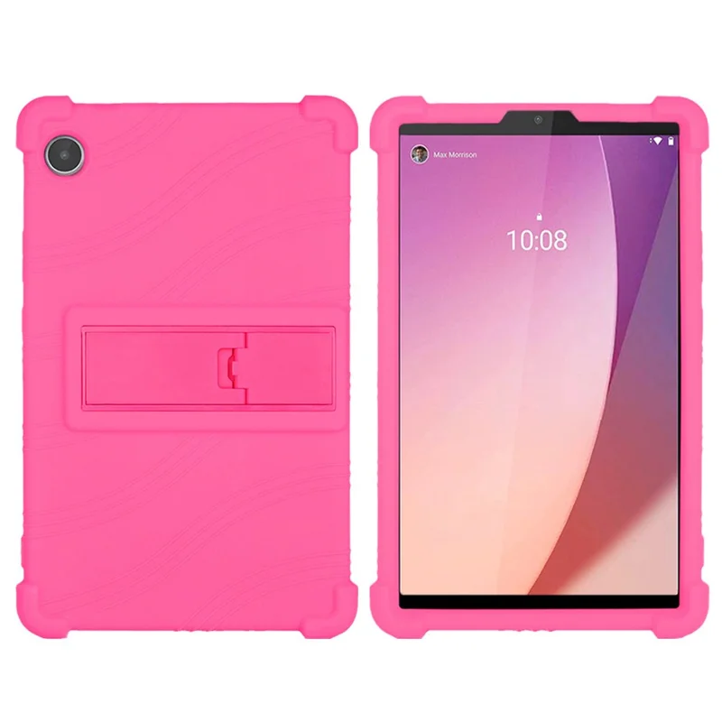 لـ لوحي Lenovo Tab M8 (الجيل الرابع) 2024 TB-301XU / M8 (الجيل الرابع) 2023 TB-300FU غطاء واقي من السيليكون مع حامل قابل للطي - وردي