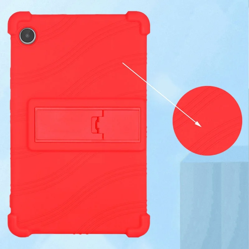 لـ لوحي Lenovo Tab M8 (الجيل الرابع) 2024 TB-301XU / M8 (الجيل الرابع) 2023 TB-300FU غطاء واقي من السيليكون مع حامل قابل للطي - وردي