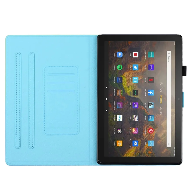 For Amazon Fire HD 10 (2021) / HD 10 Plus (2021) Protective Case Tablet PU Leather Stitch Cover with Card Holder - Pink Blue Gradient