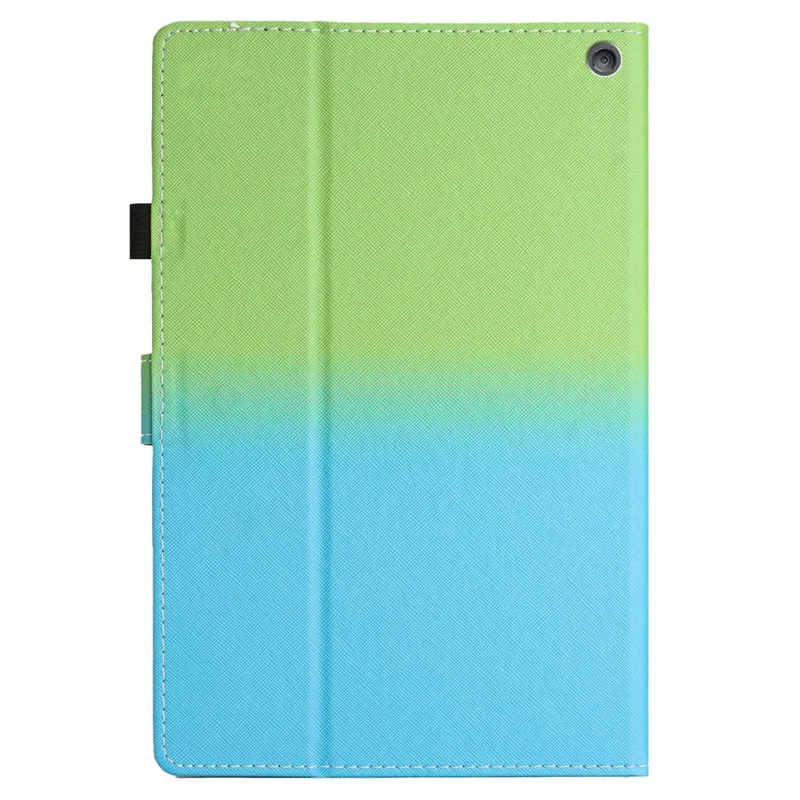 For Amazon Fire HD 10 (2021) / HD 10 Plus (2021) Protective Case Tablet PU Leather Stitch Cover with Card Holder - Green Blue Gradient