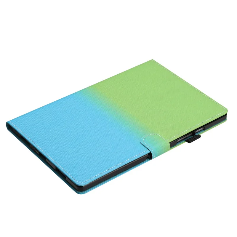 For Amazon Fire HD 10 (2021) / HD 10 Plus (2021) Protective Case Tablet PU Leather Stitch Cover with Card Holder - Green Blue Gradient