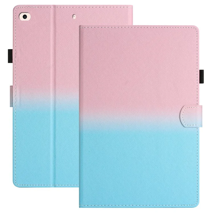 Para iPad Mini / Mini 2 / mini 3 / mini 4 / mini (2019) de 7.9 pulgadas Estuche a prueba de golpes Funda de cuero PU con soporte para tarjetas - Degradado de color rosa azul
