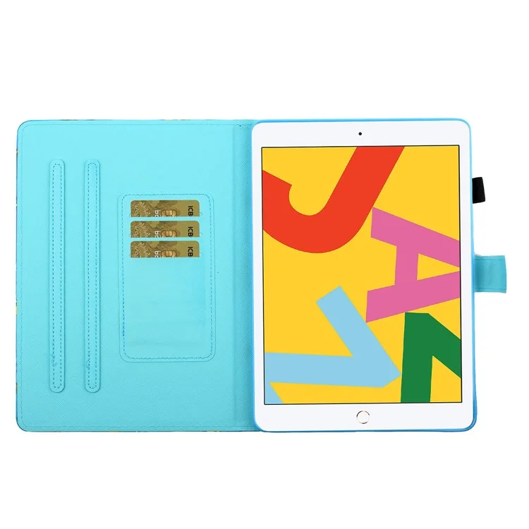 Para iPad Mini / Mini 2 / mini 3 / mini 4 / mini (2019) de 7.9 pulgadas Estuche a prueba de golpes Funda de cuero PU con soporte para tarjetas - Degradado de color rosa azul