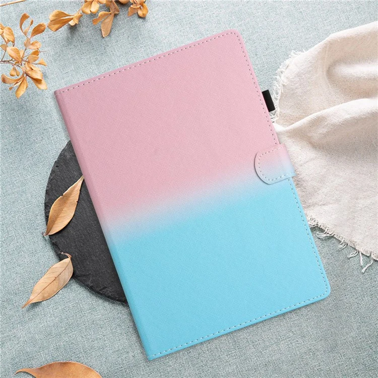 Para iPad Mini / Mini 2 / mini 3 / mini 4 / mini (2019) de 7.9 pulgadas Estuche a prueba de golpes Funda de cuero PU con soporte para tarjetas - Degradado de color rosa azul