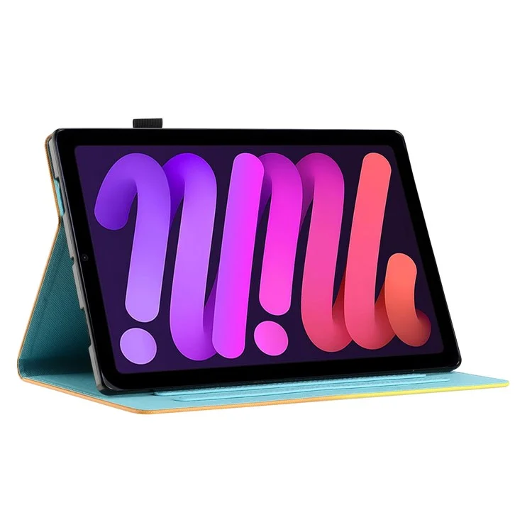 PU Leather Cover for iPad mini (2024) / mini (2021) Case Anti-Scratch Shockproof Tablet Shell with Card Holder - Blue Orange Gradient